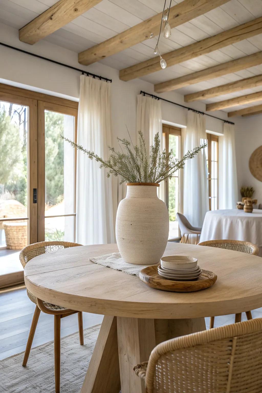 Clean lines in furniture create a crisp and elegant dining space.