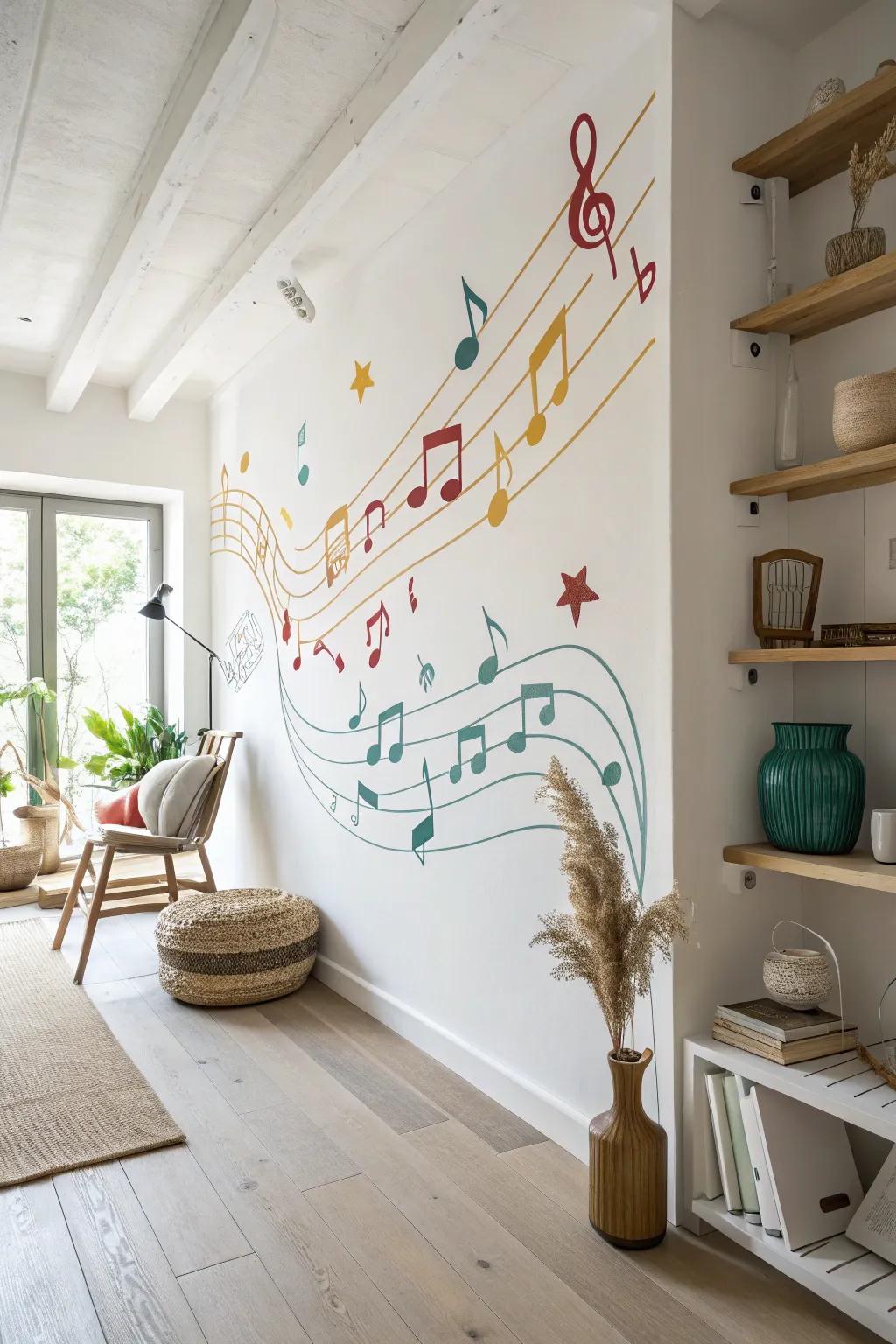 Let the music flow with vibrant notes that dance across your walls, inspiring creativity at every glance.