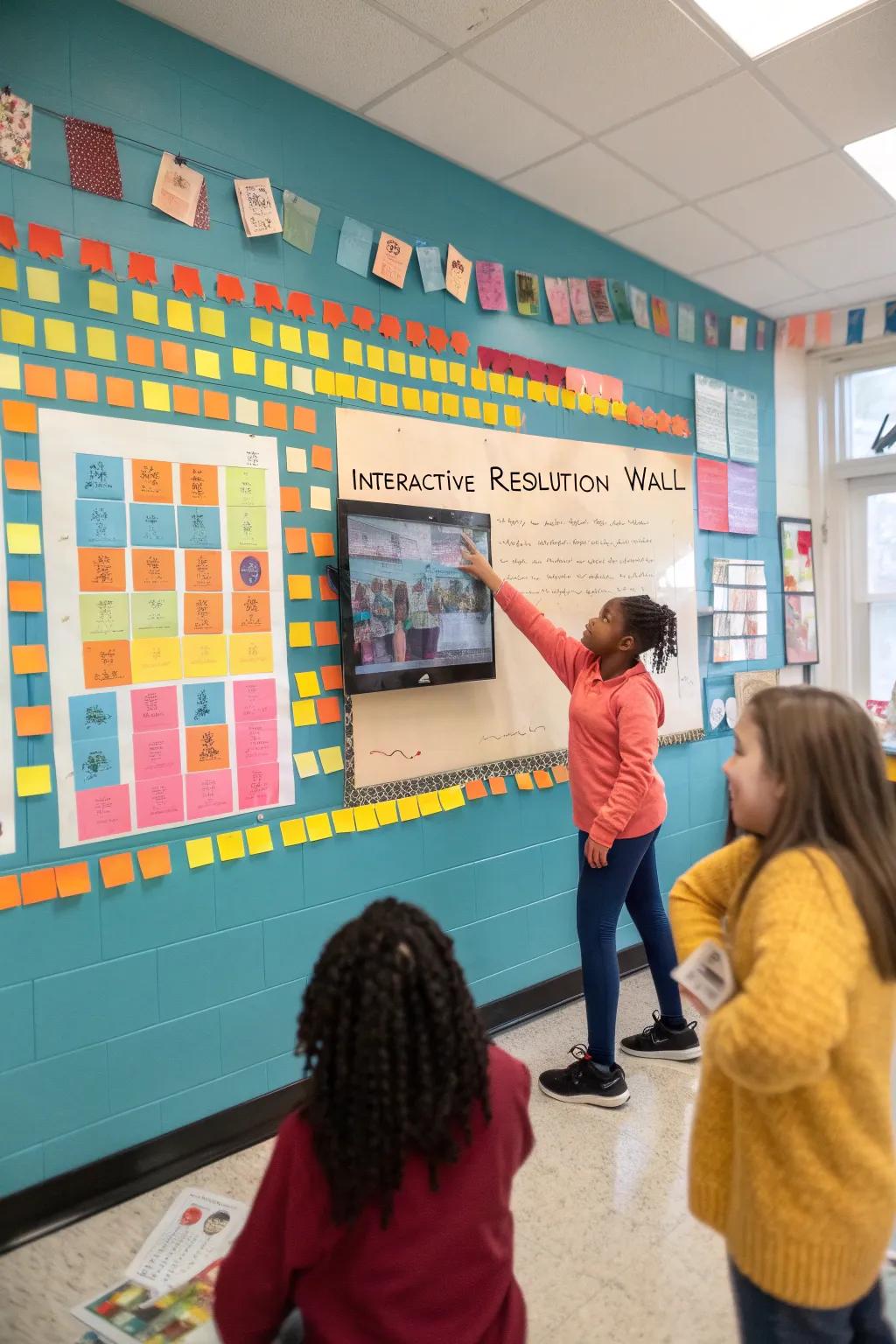 Encourage students to set goals with an interactive resolution wall. #GoalSetting #ClassroomInspiration
