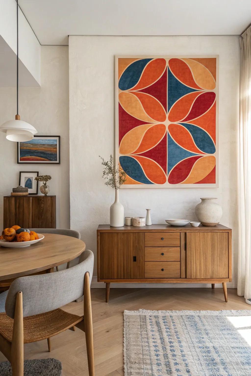 Brighten up your space with a bold color palette that captures the essence of retro style.