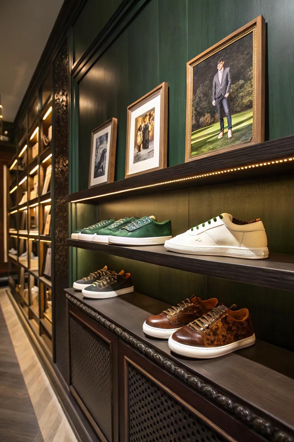 Turn your sneaker collection into art by incorporating framed pieces and creating a stunning gallery wall.