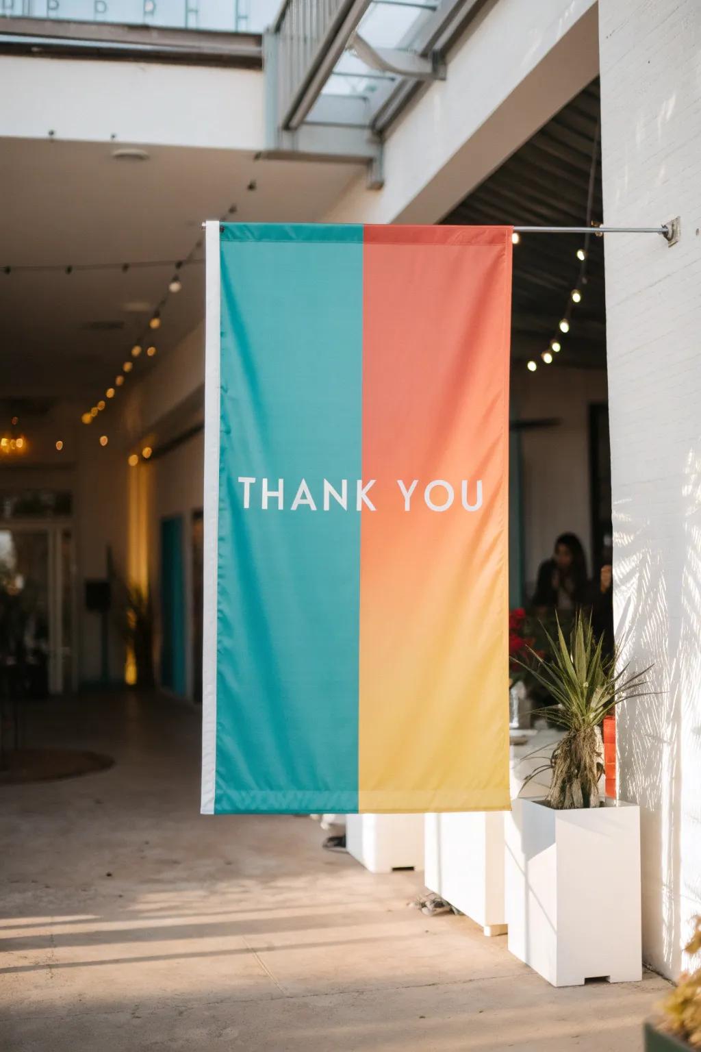 Simplicity at its finest—this minimalist 'Thank You' banner speaks volumes with its understated elegance.