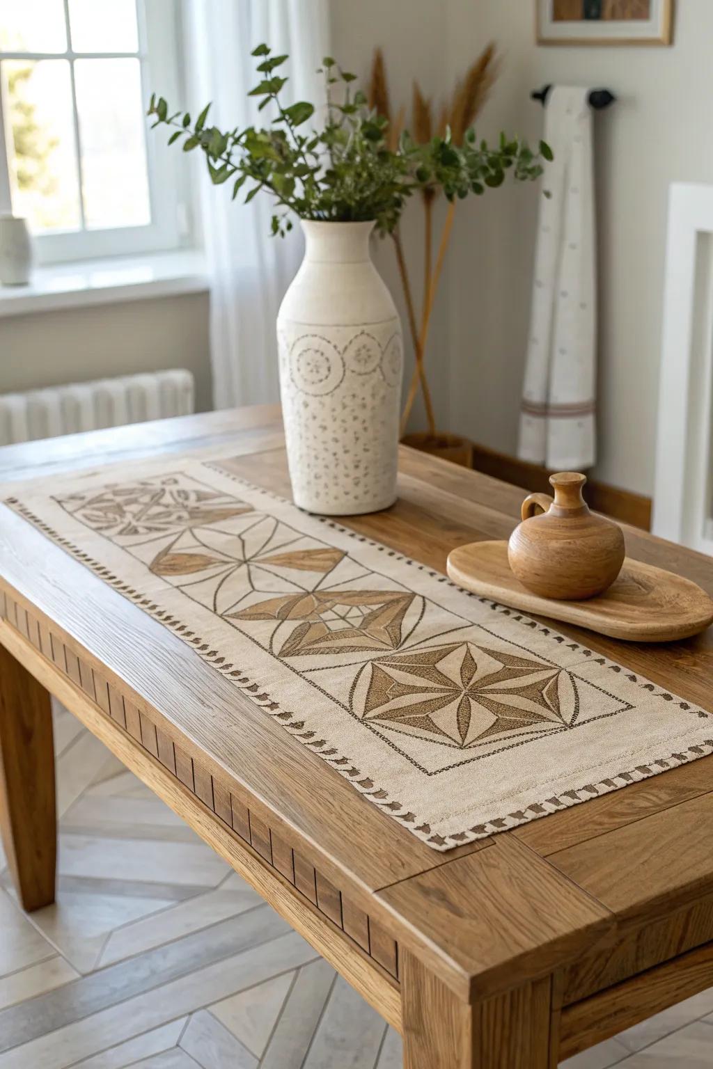 Turn your table into an art piece with intricate geometric designs that captivate the eyes.