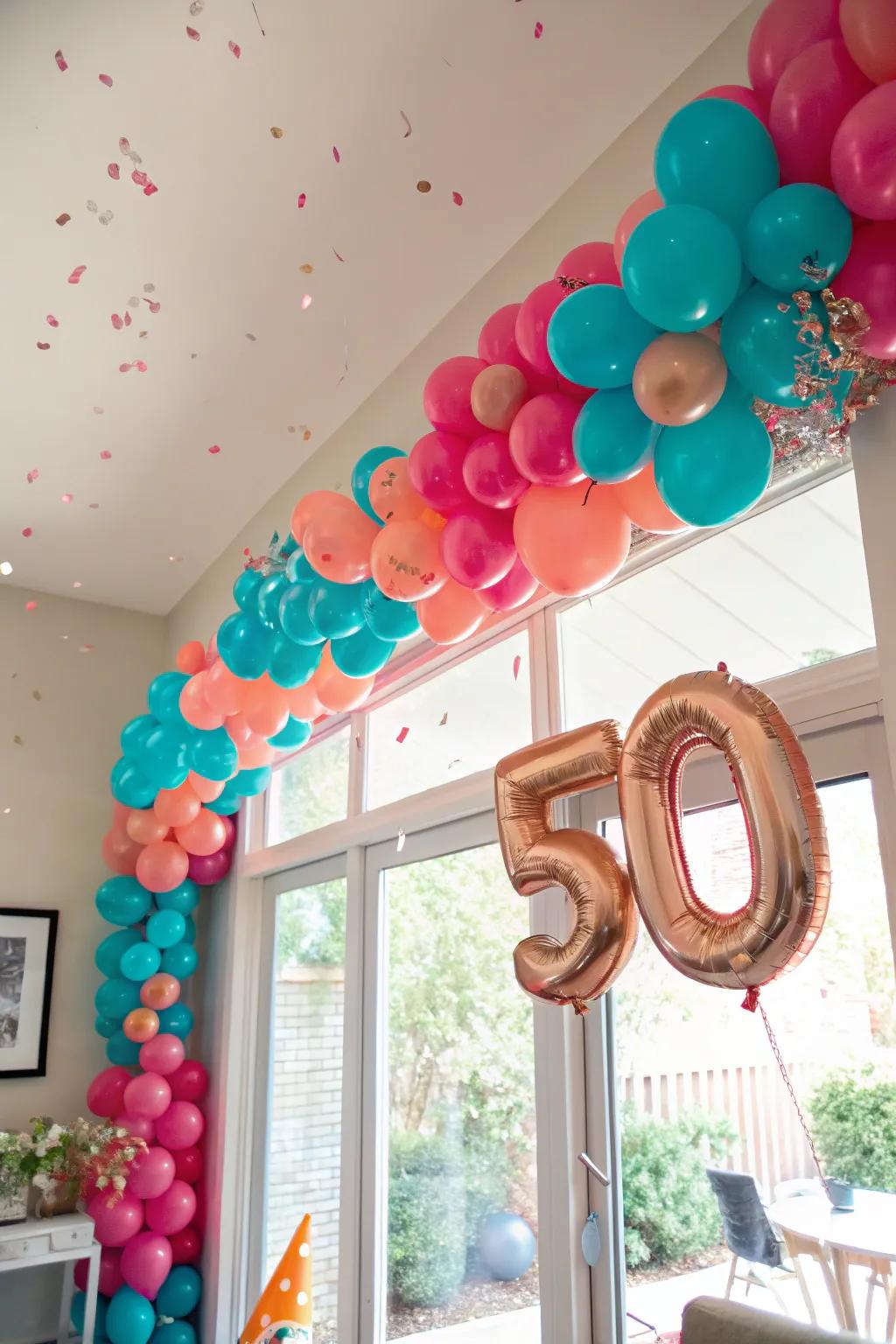 Transform any space into a festive wonderland with a lush balloon garland. 🎉 #BalloonDecor #HomeCelebration