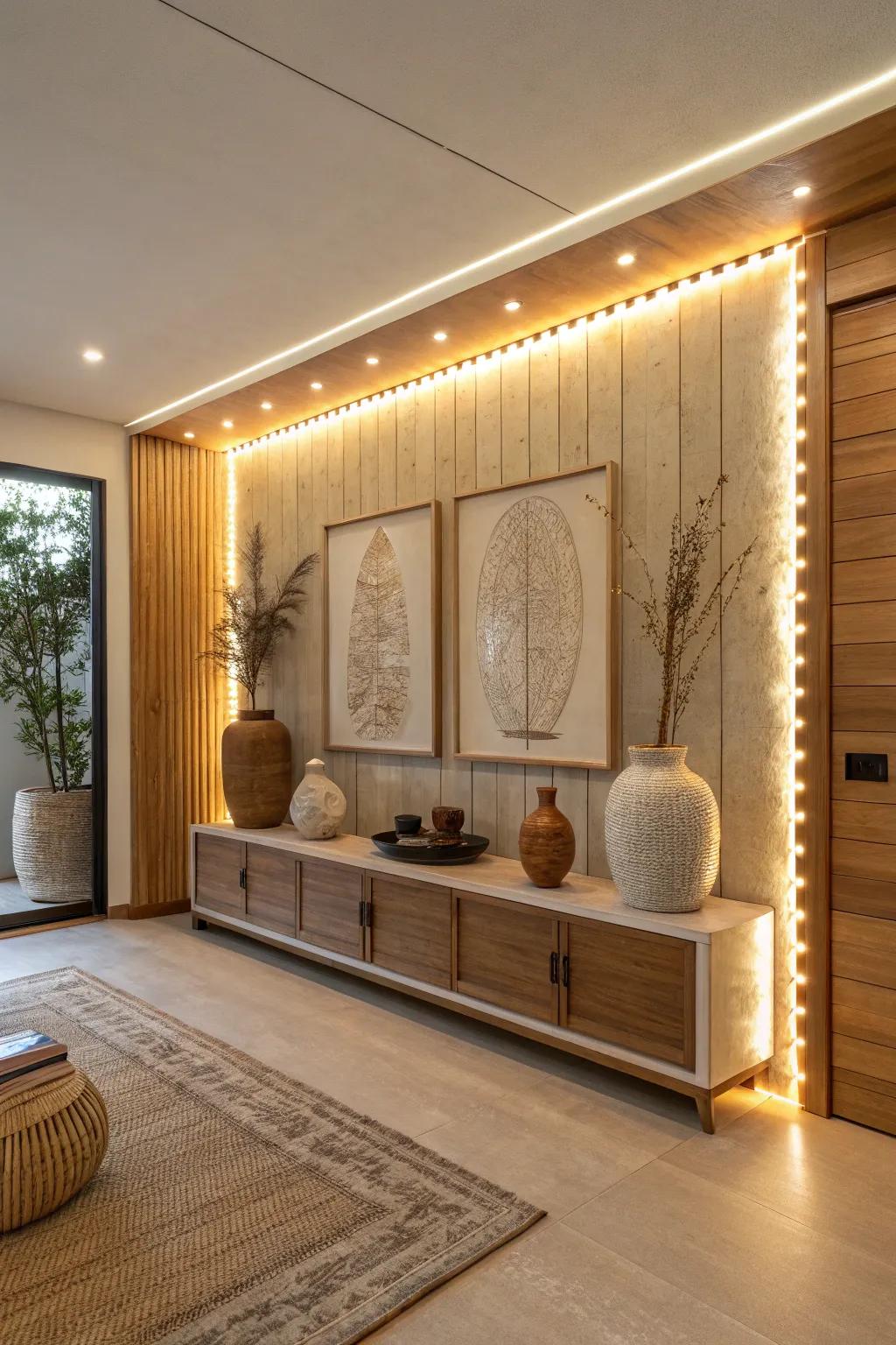 Illuminate your walls with accent lighting for a dramatic and stylish effect. 🌟 #AccentLighting #InteriorDesign