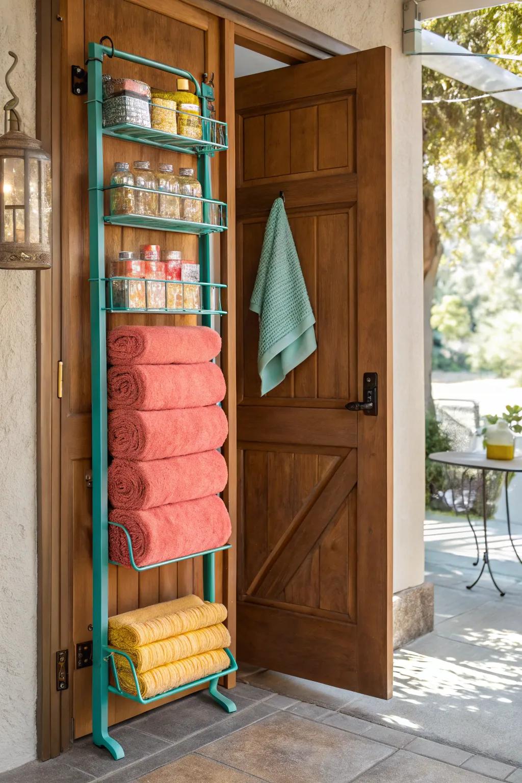 Experience the elegance of vertical storage, maximizing space beautifully. #BathroomInspo #OrganizedLiving 🛁