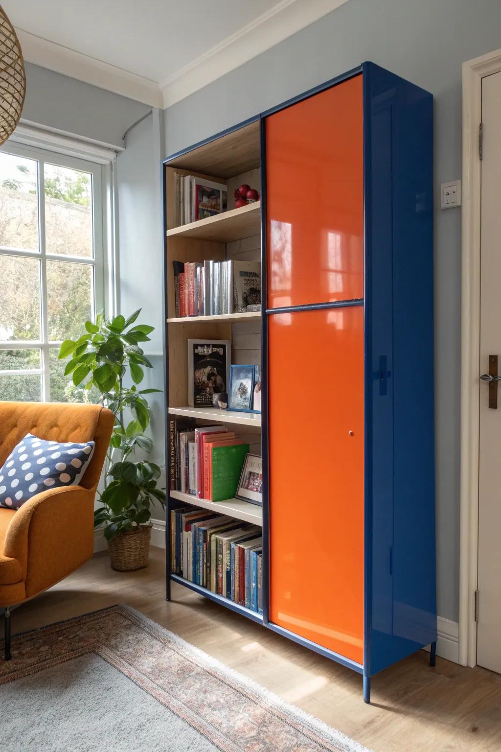 Sliding panels offer a sleek, modern way to conceal and reveal your bookshelf treasures. #InteriorInspiration #SmartDesign