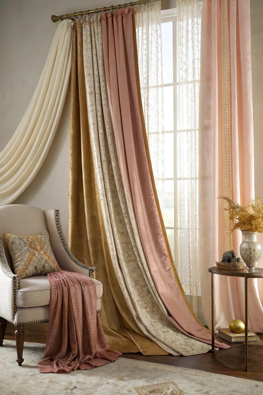 Elevate your decor with layered fabric drapes that bring elegance and charm. 🎨 #ElegantInteriors #Fabric