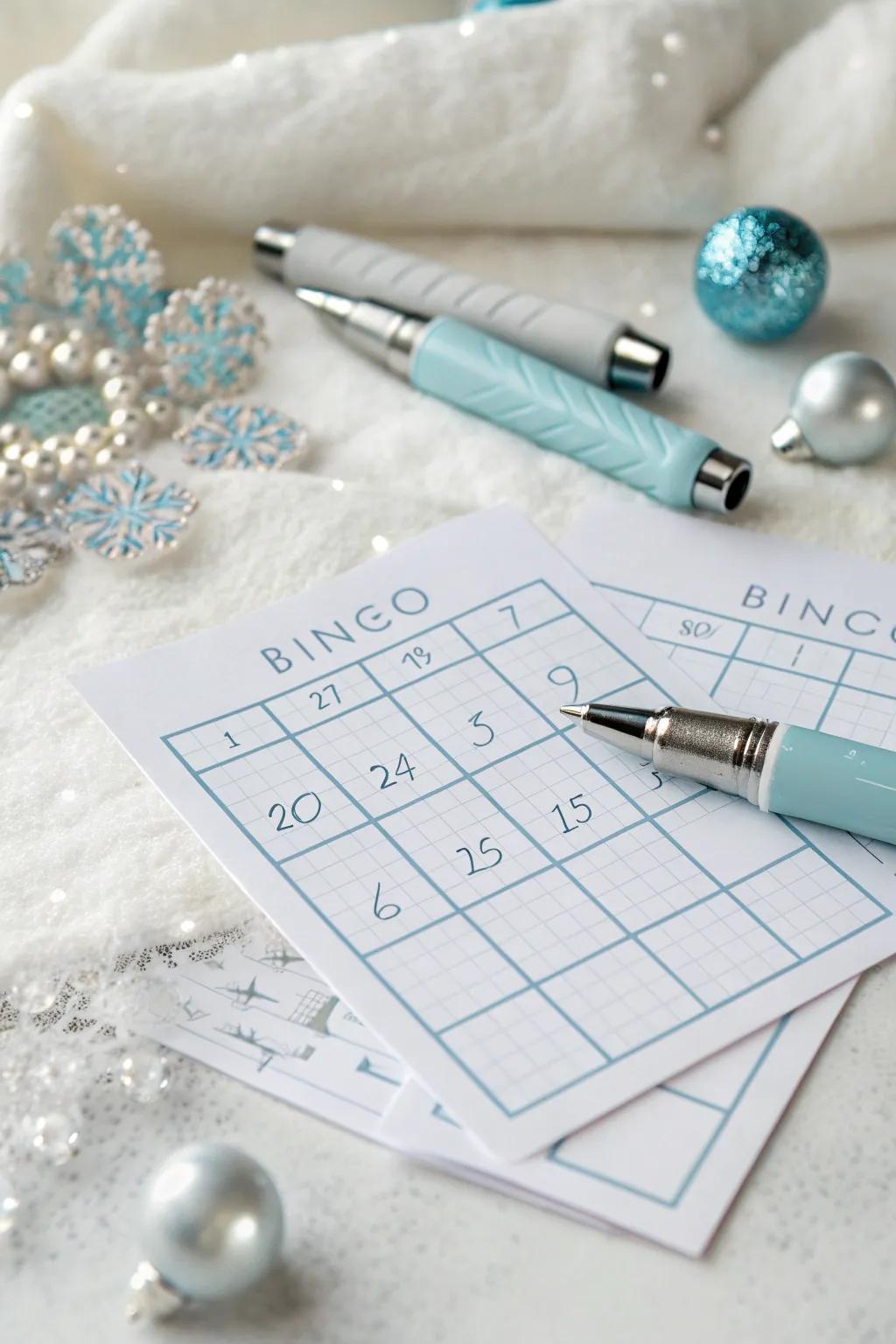 Embrace the serene beauty of a winter wonderland with snow-inspired bingo cards.