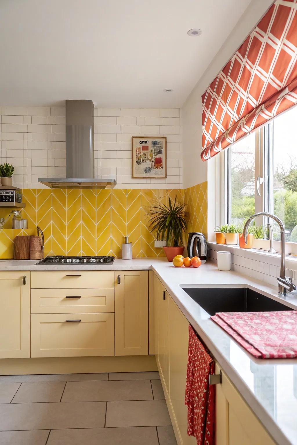 Achieve a sleek and modern aesthetic with a minimalist cream backsplash.
