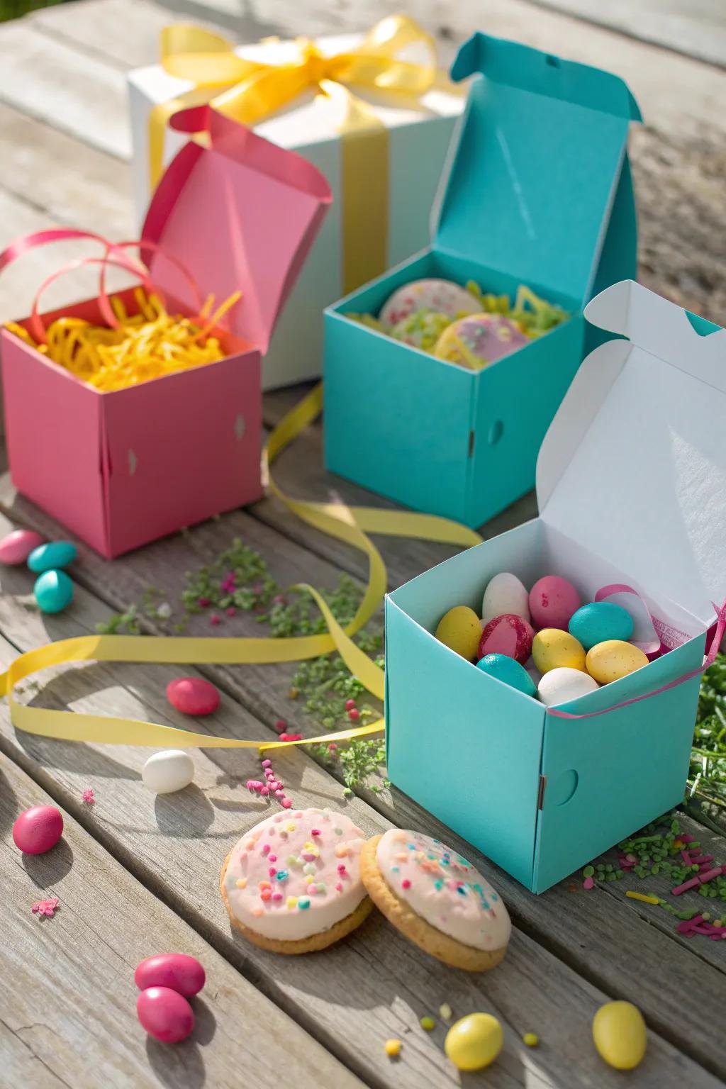 Bring a touch of homemade charm to your Easter with DIY pastel gift boxes. 🍬 #DiyDecor #EasterCrafts