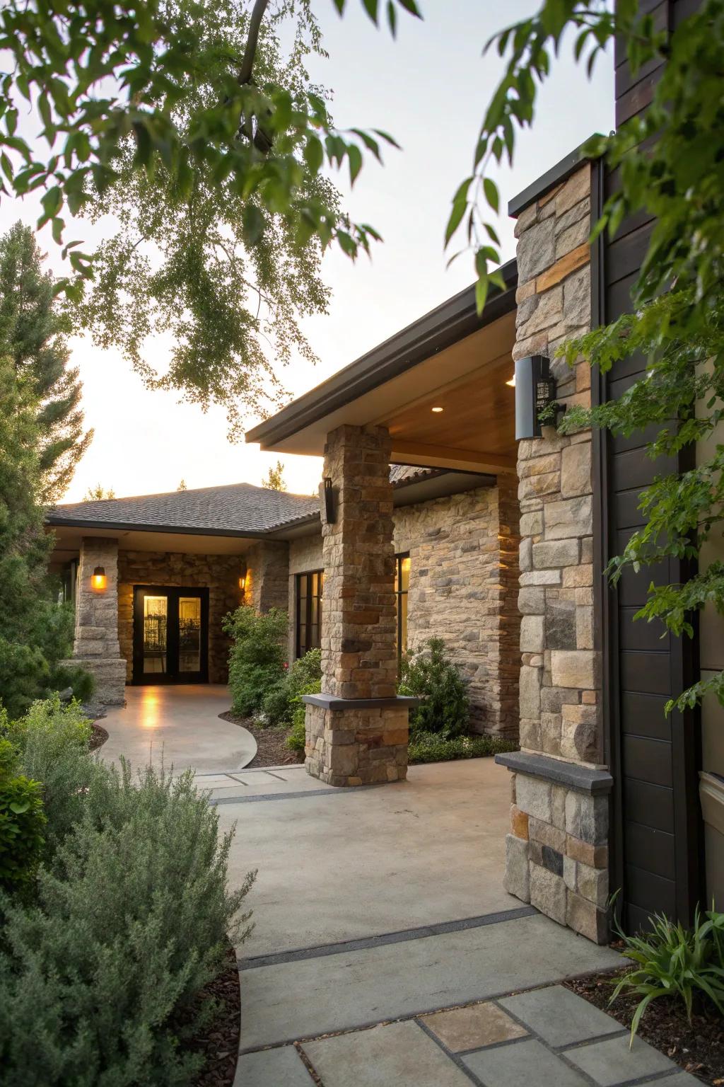 Highlight your home's best features with stone cladding that frames and enhances architectural details. ✨ #HomeEnhancement