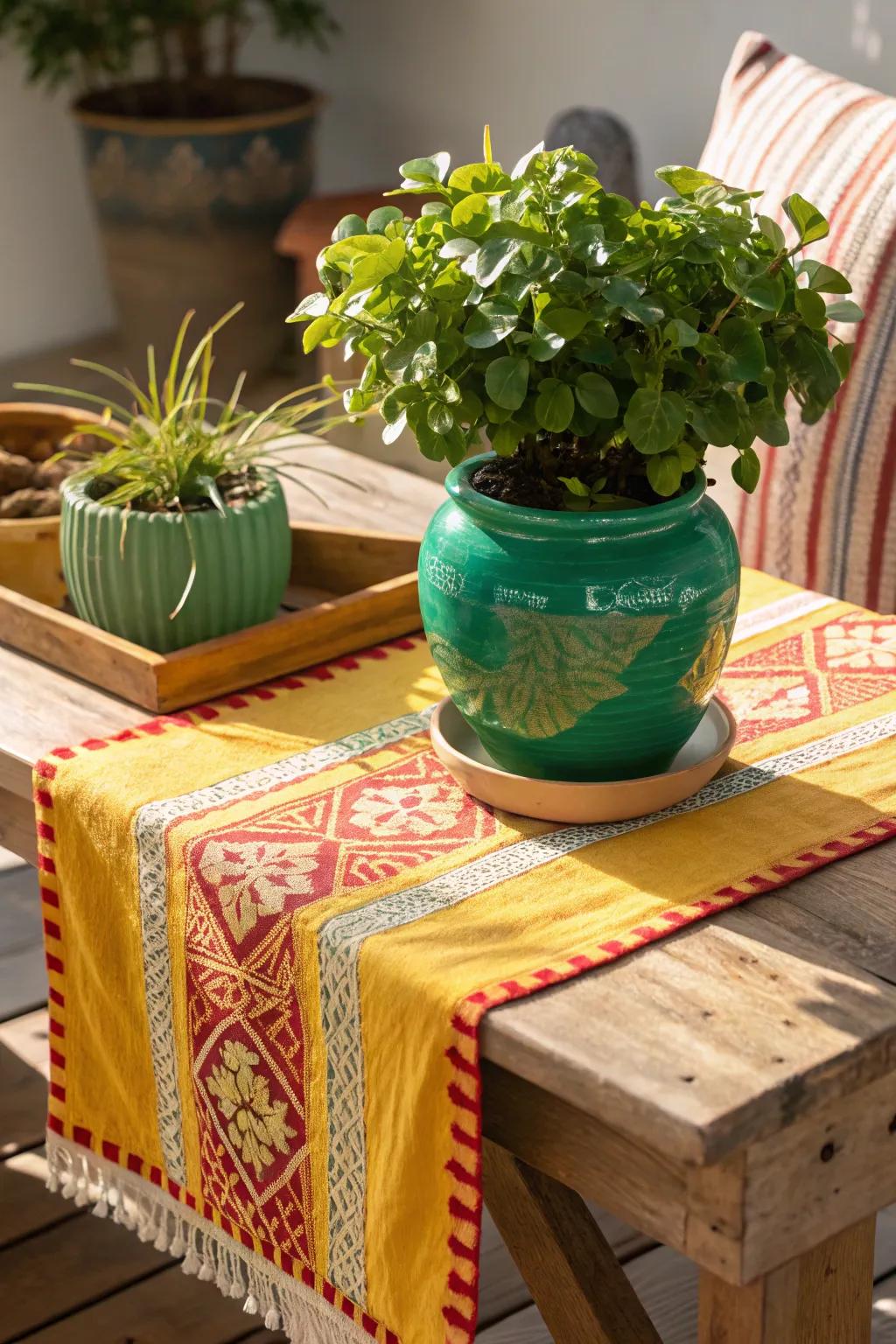 Bring life to your farmhouse decor with a small potted plant, adding a refreshing touch of nature. 🌿 #FarmhouseStyle #GreeneryGoals