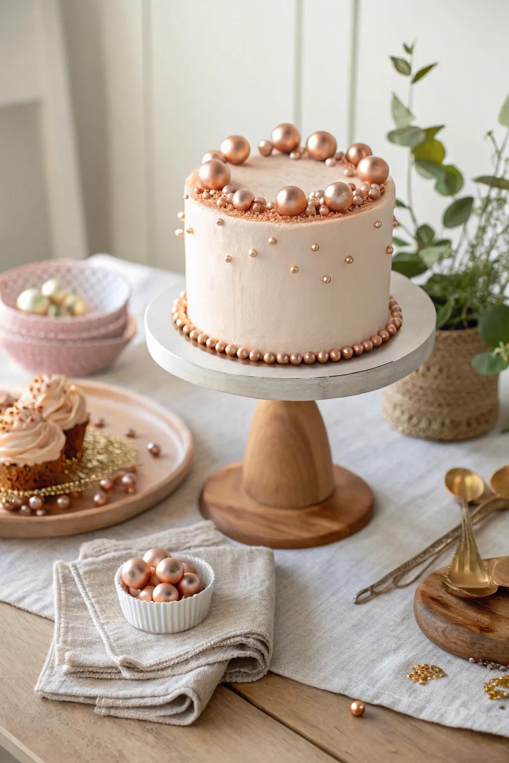 Elevate your cake design with edible pearls that shimmer with elegance. ✨ #CakeDecor #ElegantDesign #PinterestInspired