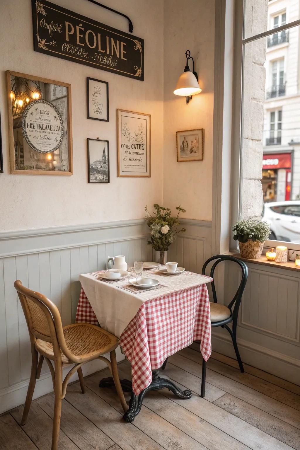Create a cozy Parisian café corner for intimate conversations. ☕️ #CafeVibes #ParisTheme