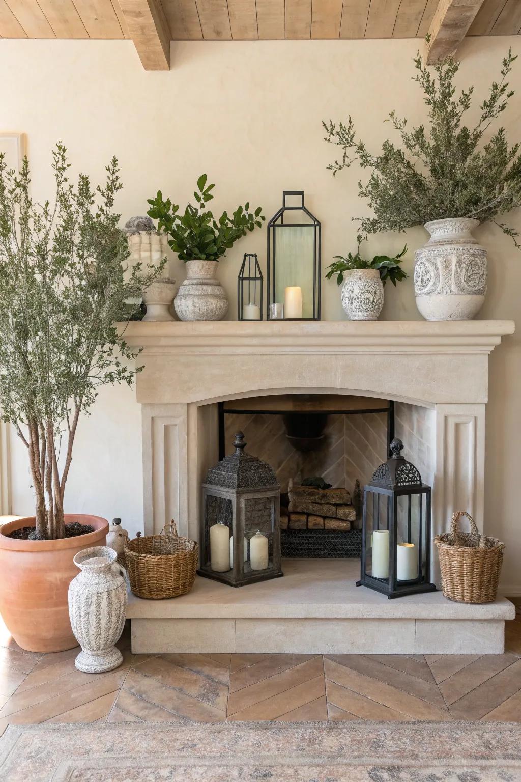 Personalize your fireplace with decorative touches that reflect your unique style and the changing seasons.