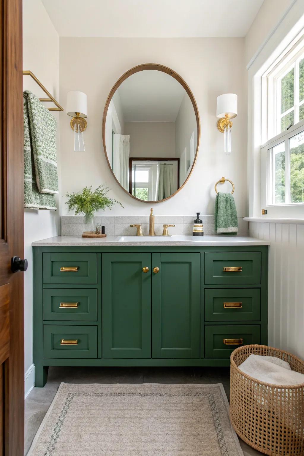 Elevate your vanity with golden touches that bring a luxurious glow to your morning routine.