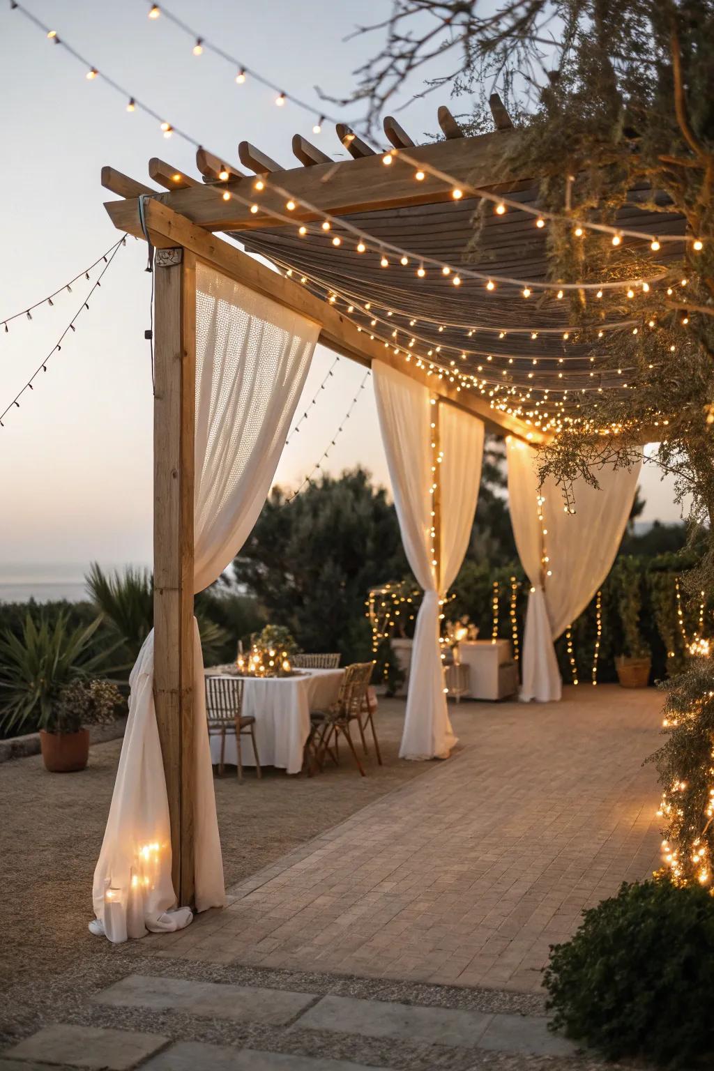 Turn your patio into a fairytale setting with the enchanting glow of string lights. 🌟 #OutdoorLighting #CozyNights