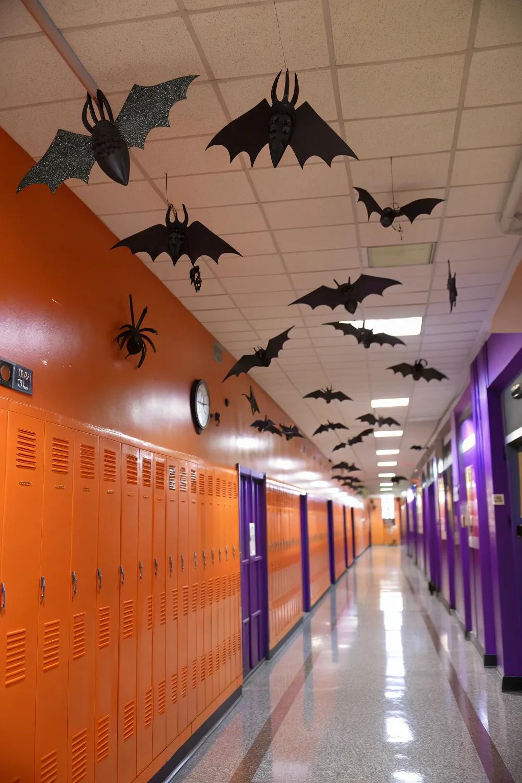 Let bats and spiders dance above, adding a touch of spooky elegance. 🦇 #SchoolDecor #HalloweenInspiration