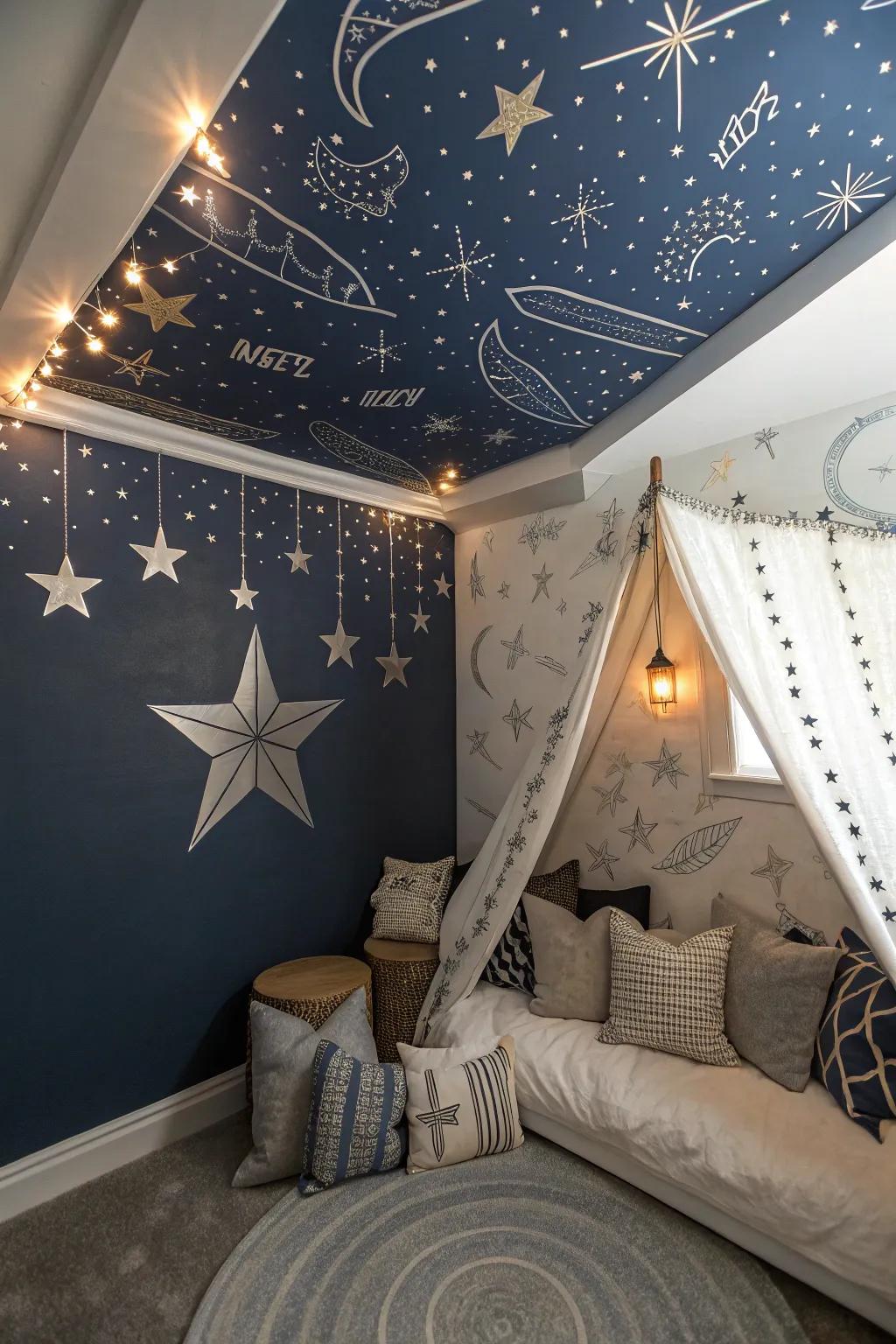 Reach for the stars with a celestial-themed room that encourages imagination and wonder. 🌟✨ #KidsRoomDecor #SpaceTheme #DreamBig