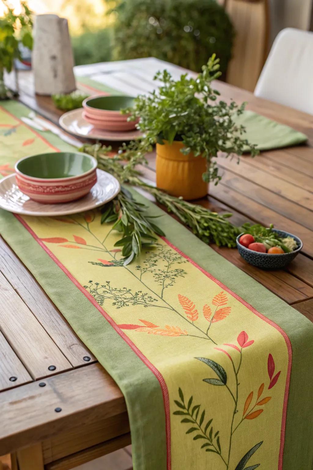 Infuse your table with nature's beauty using fresh greenery as part of your table runner design.