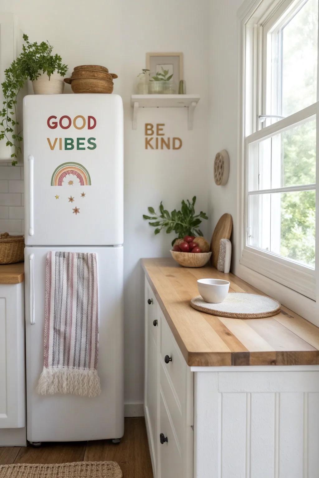 Start each day on a high note with uplifting messages in your kitchen. 😊 #GoodVibes #PositiveDecor