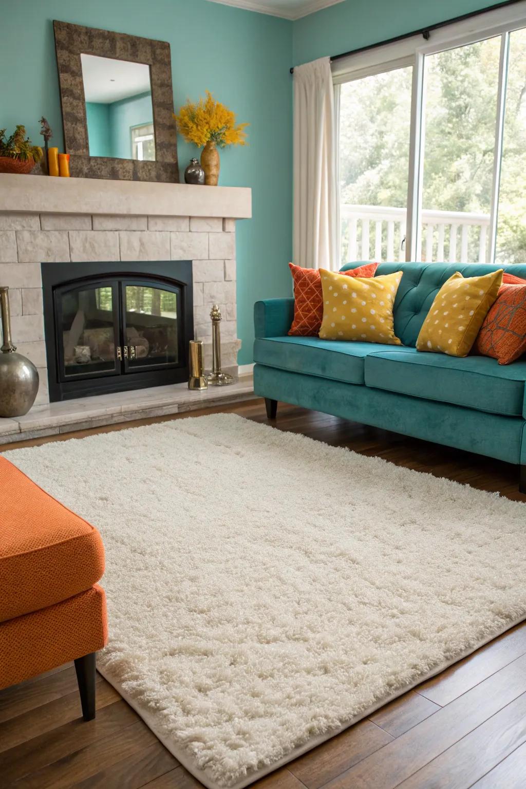 Achieve seamless elegance with a large area rug that unifies your space. 🌿 #HomeHarmony #InteriorDesign