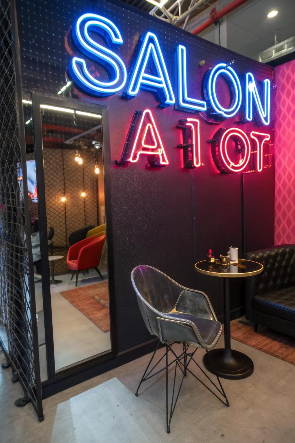 Let your salon's personality shine with a captivating neon sign 💡✨ #NeonVibes #ModernDecor