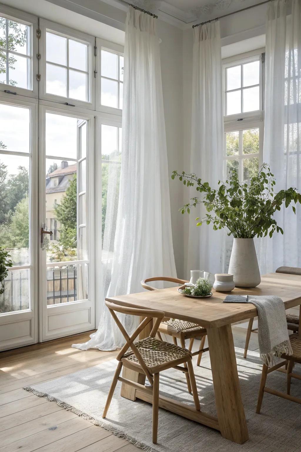 Let the sunshine in and watch your dining room come to life. ☀️ #NaturalLight #HomeDesign #ScandinavianStyle