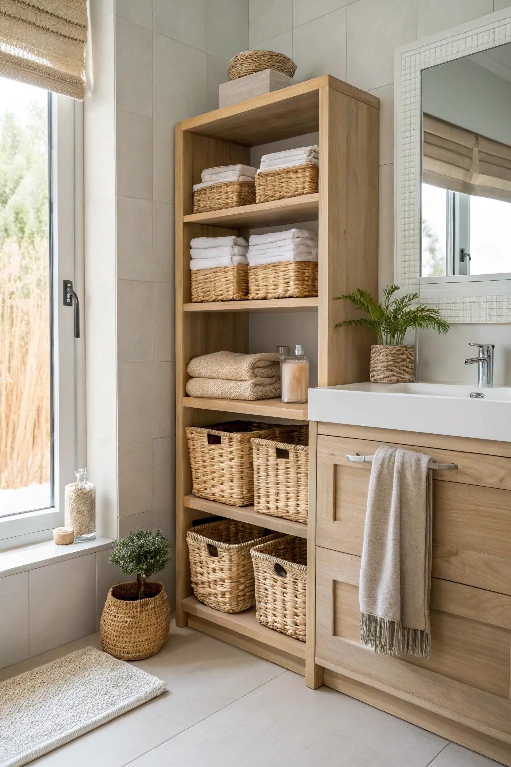 Effortless organization with stylish storage solutions in shared bathrooms. #BathroomOrganization #HomeInspiration 🛁