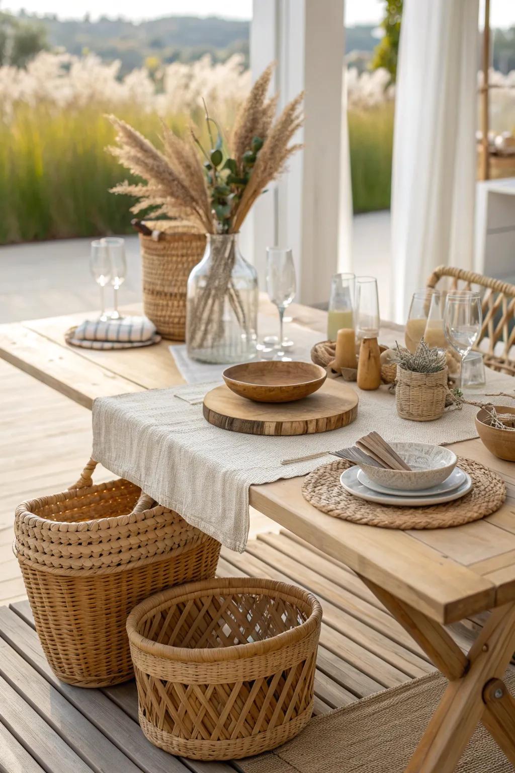 Capture the rustic charm of summer with natural materials that enhance the organic beauty of your tablescape. 🌿 #RusticCharm #SummerDecor