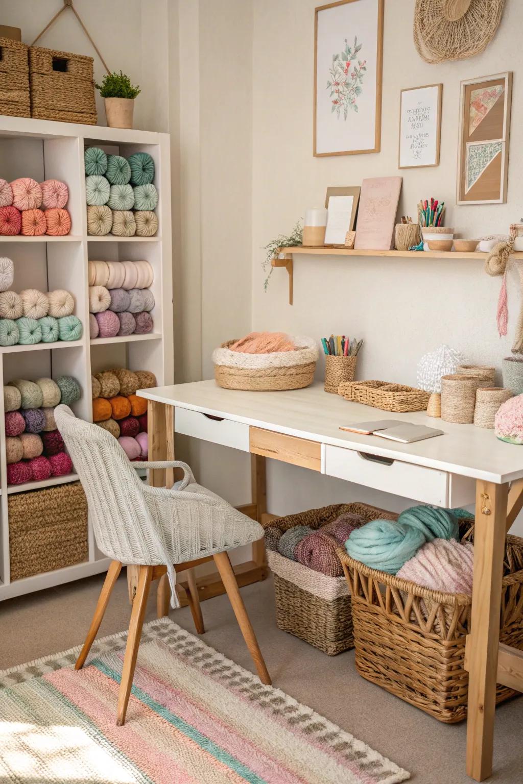 Create a functional workspace that inspires creativity and productivity. 🌟 #YarnRoom #CreativeSpace