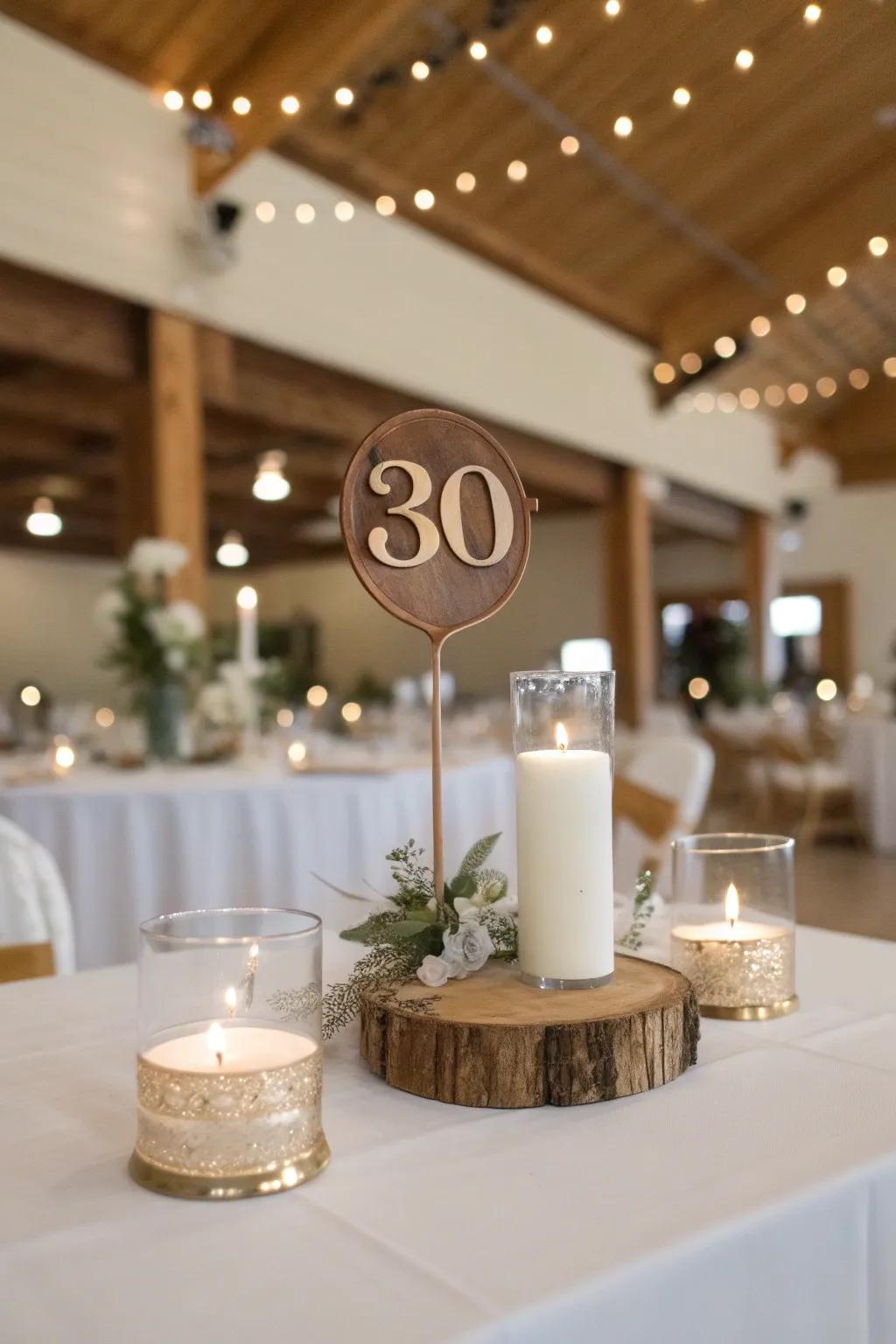 Celebrate the milestone with eye-catching '30' centerpieces that highlight your journey together.