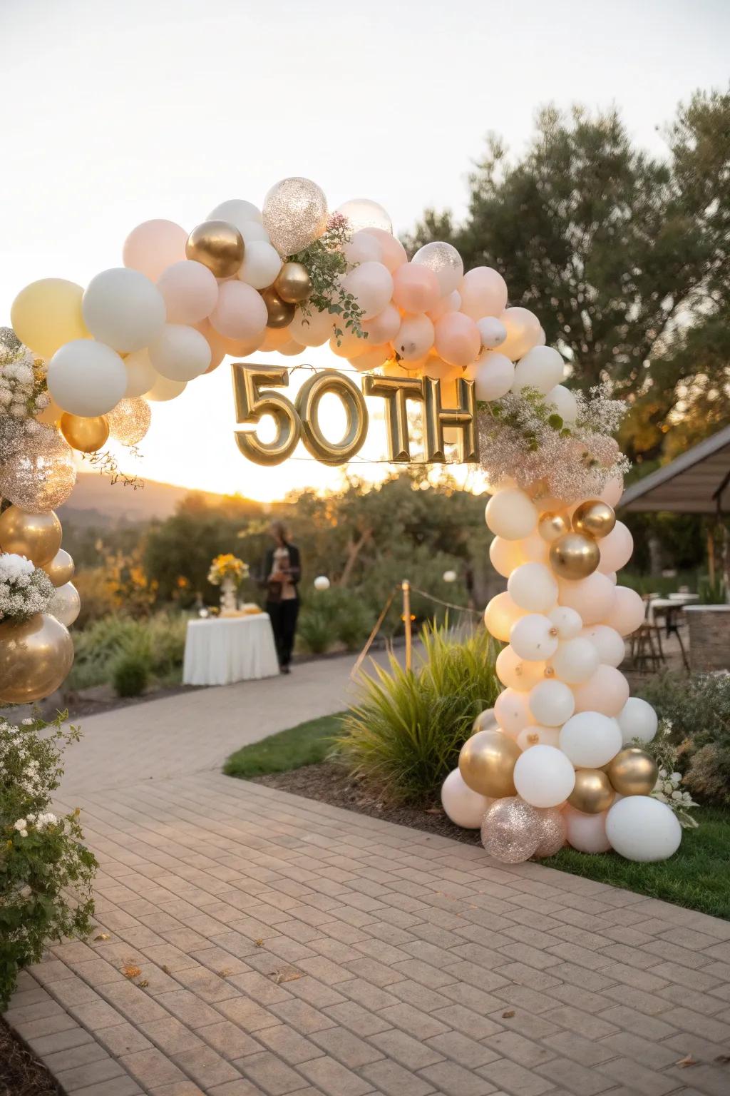 Welcome guests with an elegant balloon arch that makes a grand entrance statement.