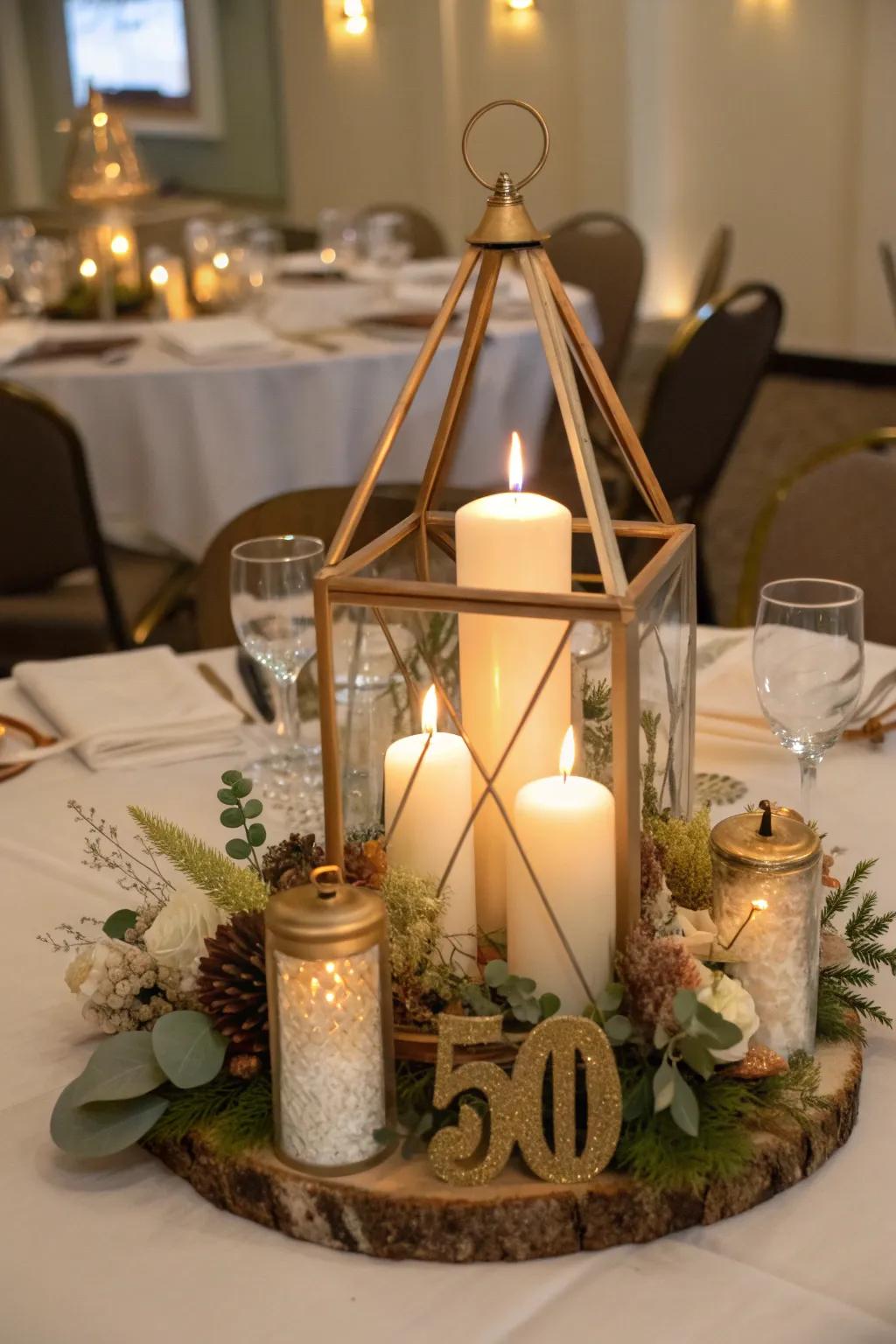 Set the mood with a candlelit centerpiece that brings warmth and charm to your celebration.