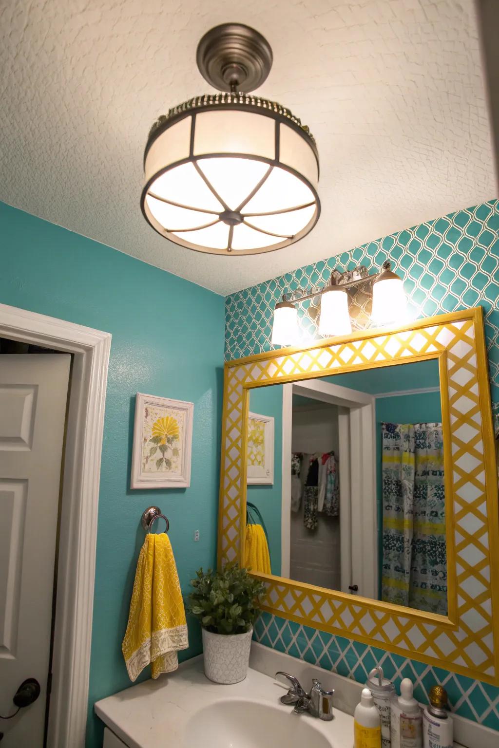 Maximize space with practical flush-mount lights for a cozy bathroom glow.