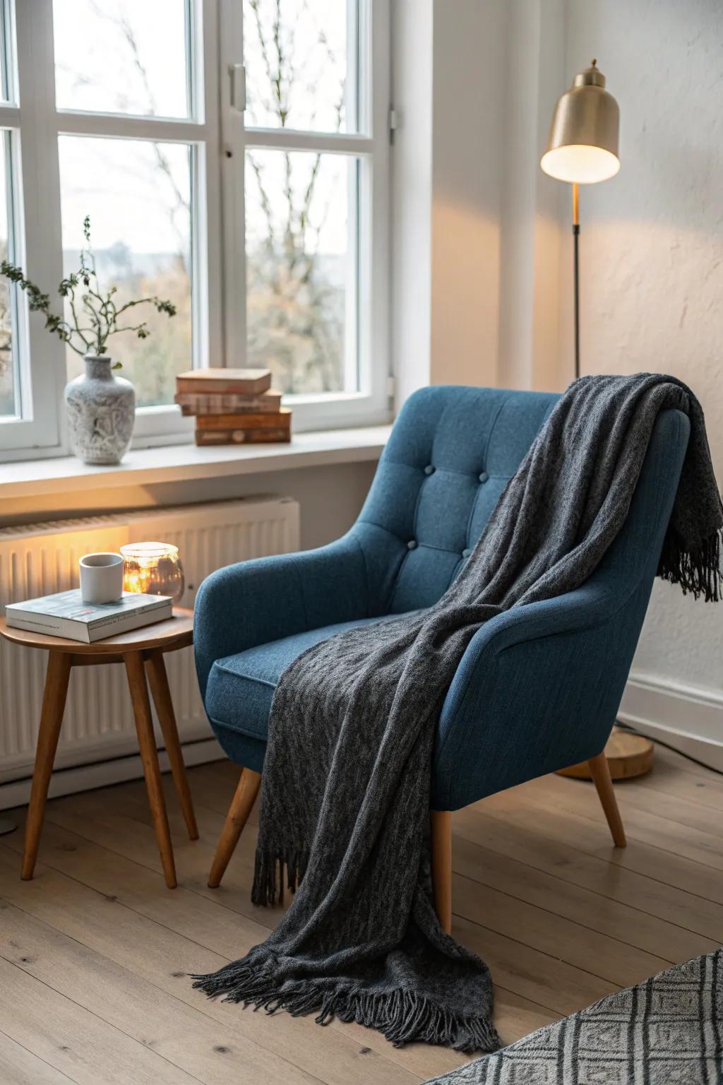 Curl up in a moody, inviting space with this rich color palette.