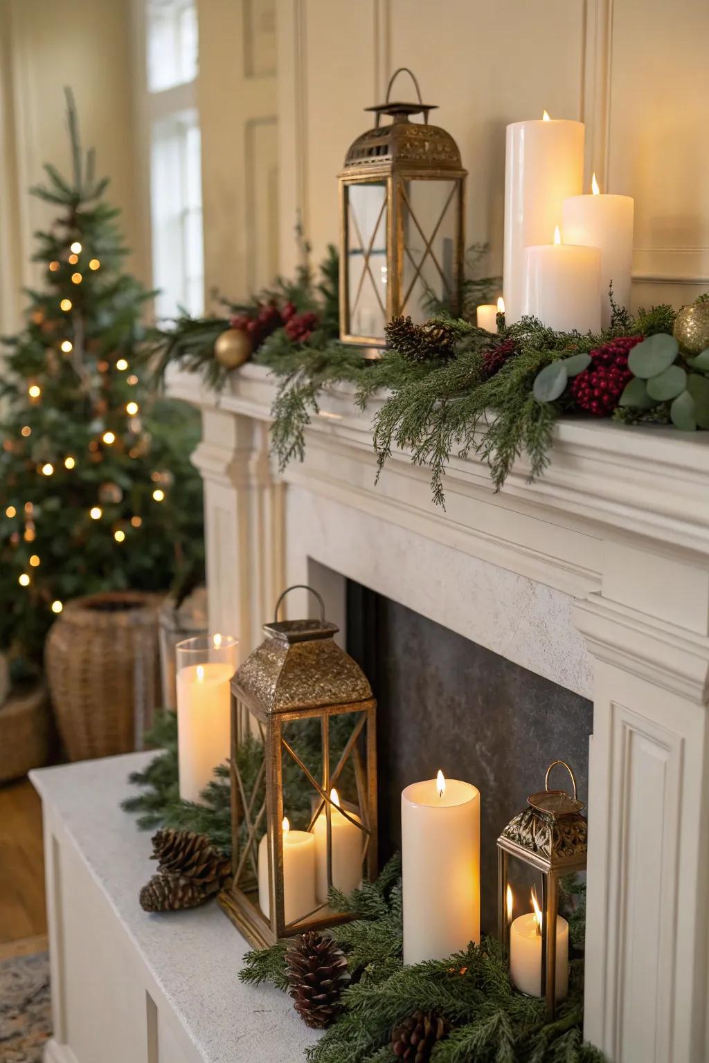 Set the mood with a warm glow from candles and lanterns that dance with flickering light.