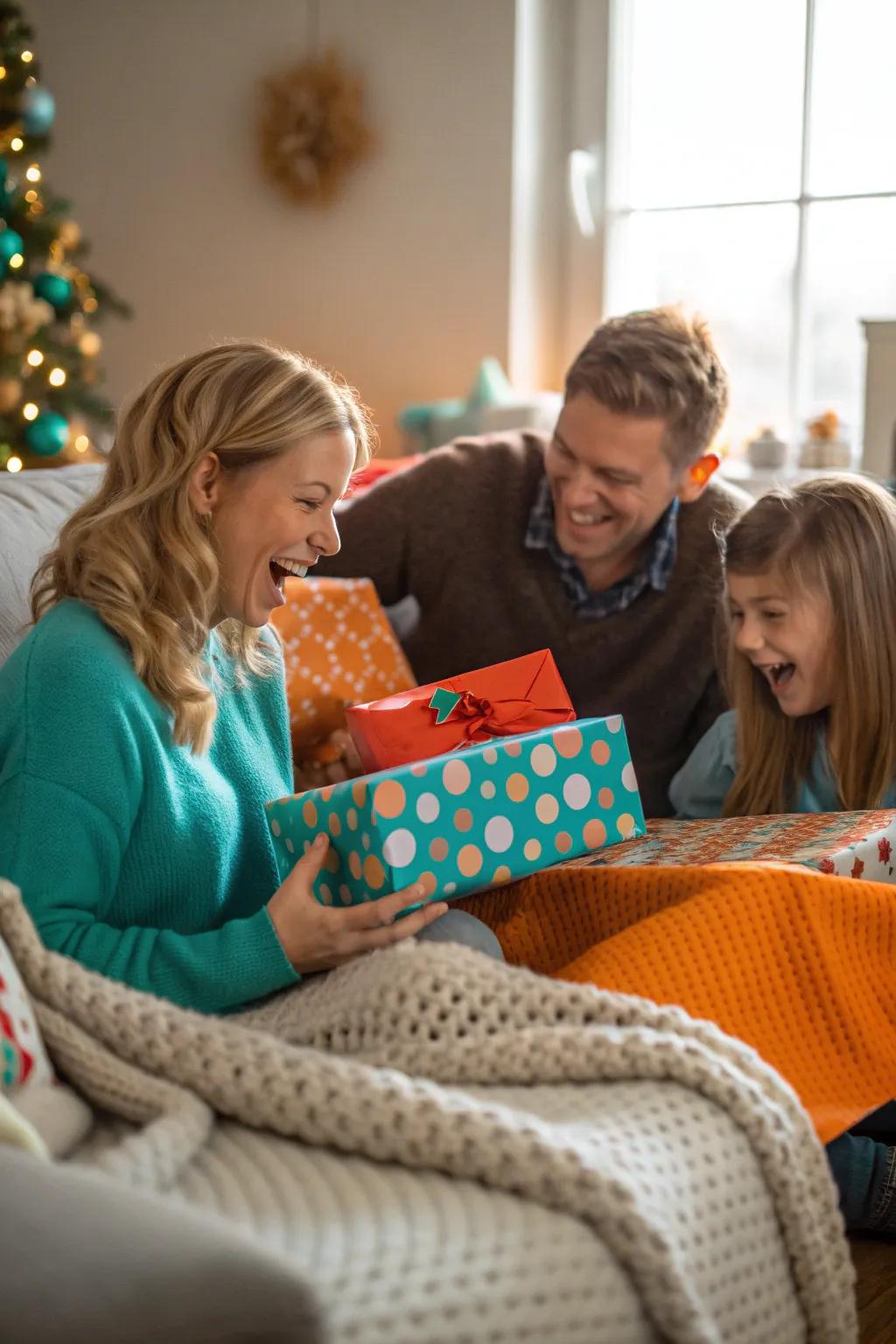 Capture the pure joy of unwrapping Christmas gifts and create lasting memories.