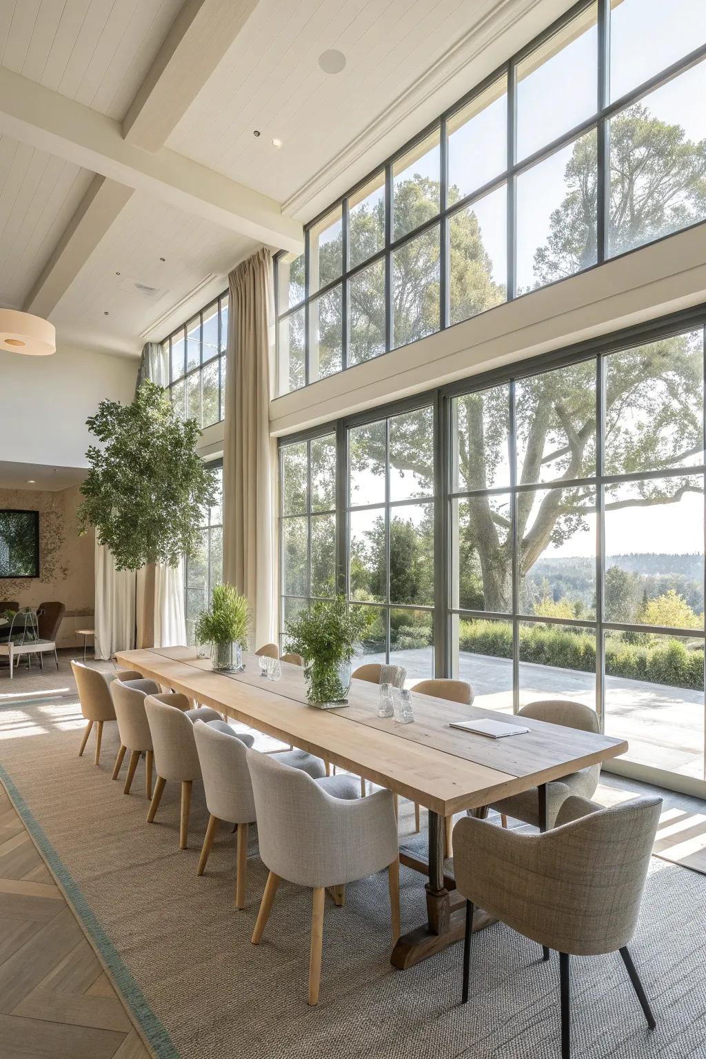 Maximize natural light in your conference room for a bright, inviting atmosphere that boosts productivity.