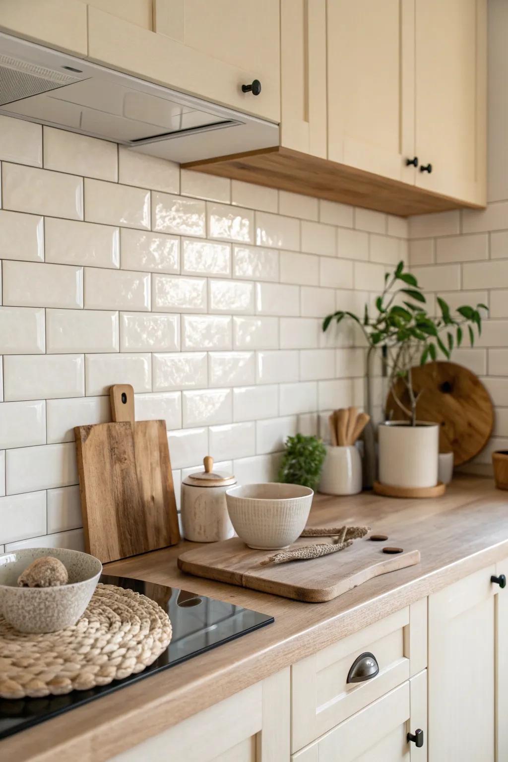 Mix materials for a unique and engaging kitchen backsplash design.
