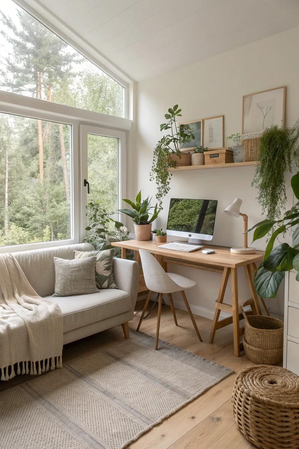 Breathe life into your workspace with natural light and a splash of green.