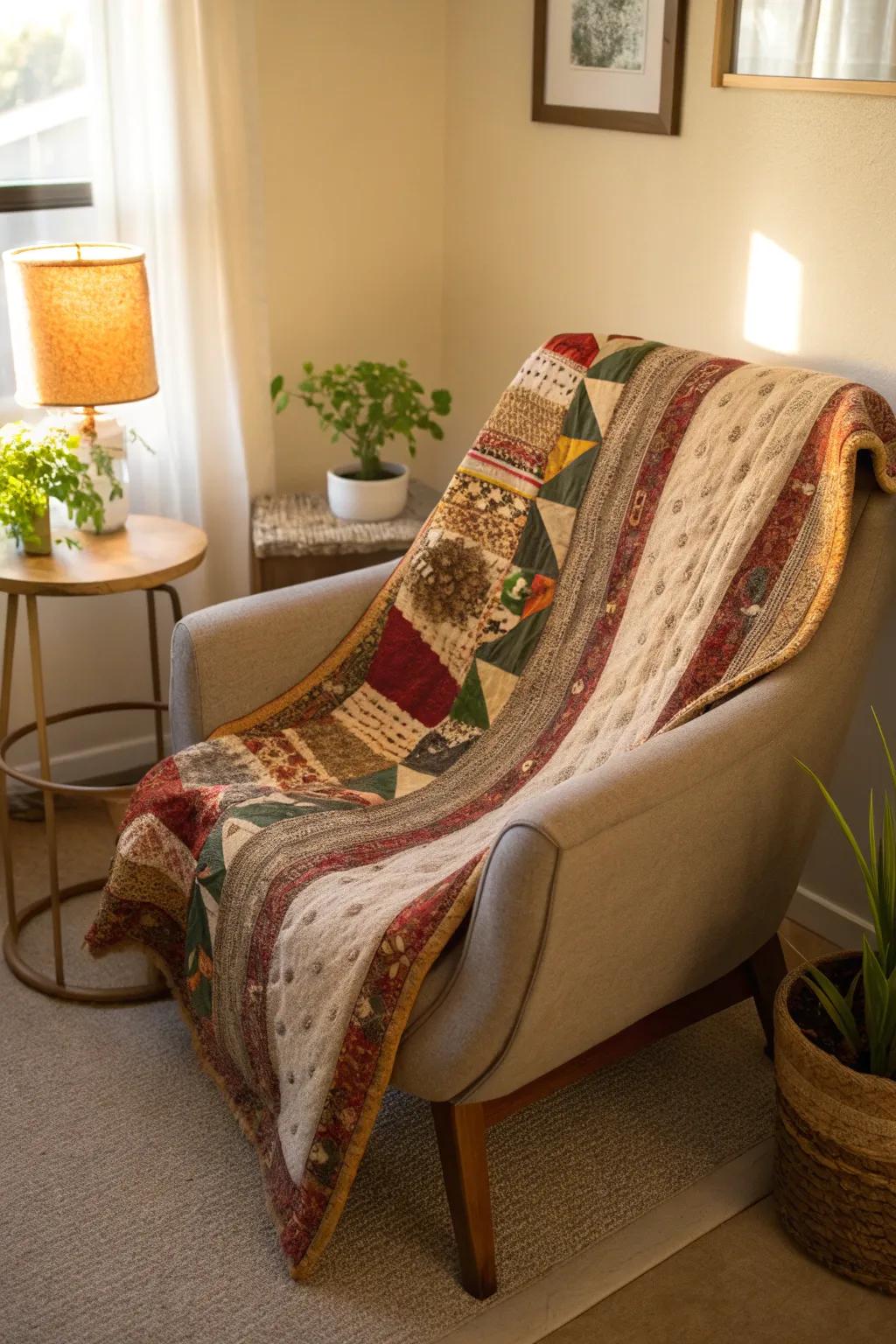 Embrace your creativity with upcycled chair covers that bring a bohemian flair to your space.