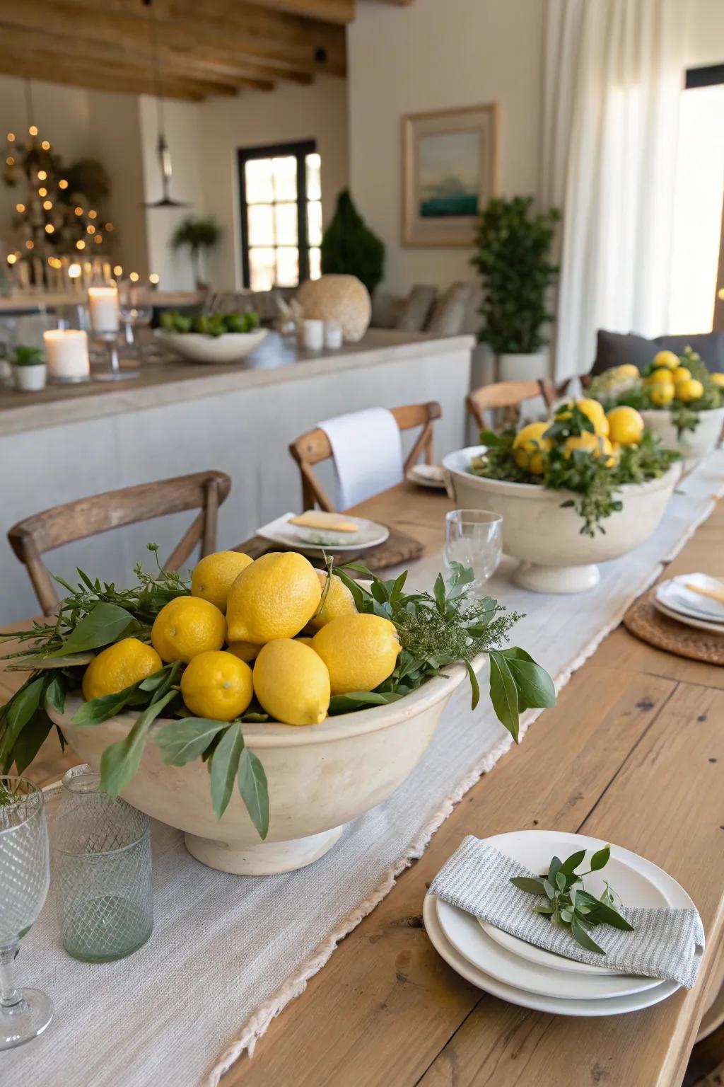 Add a burst of freshness to your table with vibrant citrus decor.