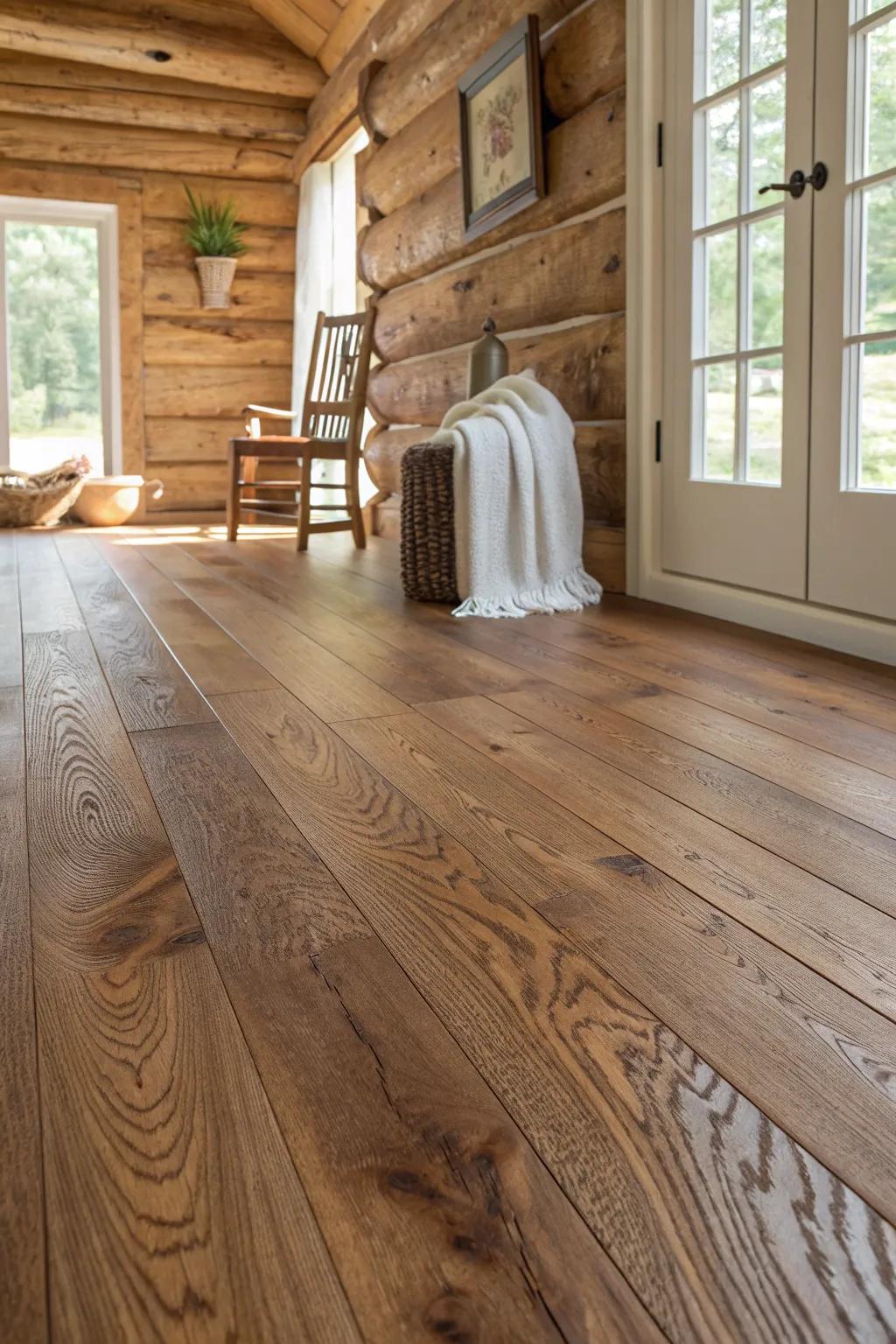 Natural finishes let the unique grains of the wood floor tell their own story.