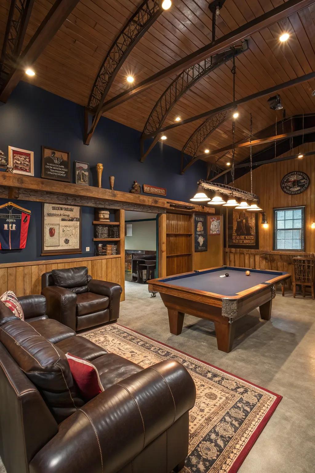 Add a dash of fun with a recreational corner that's perfect for game nights! 🎱 #GameRoom #ManCaveFun