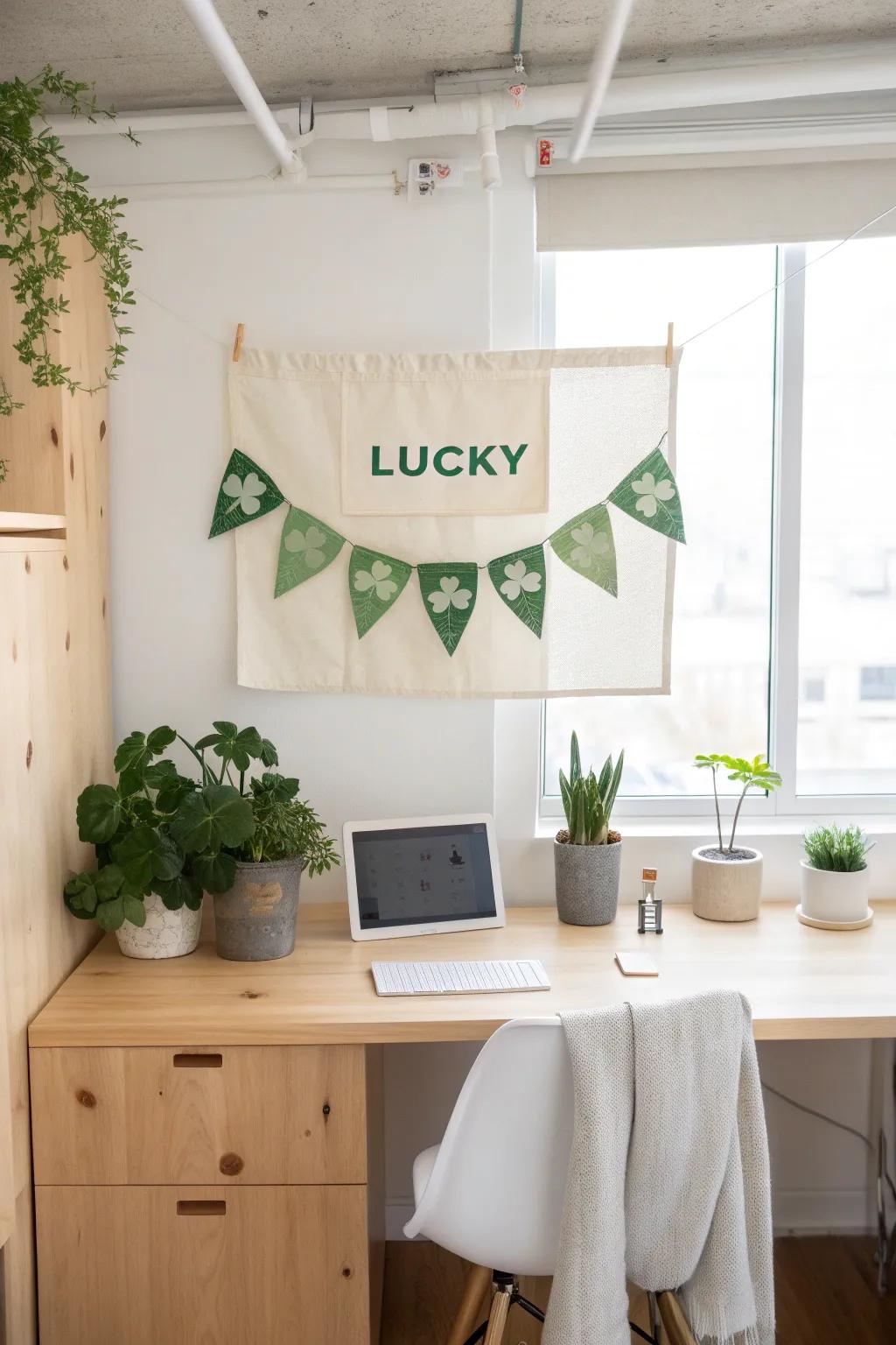 Spread positive vibes with charming 'Lucky' signage that adds a festive touch to your space.