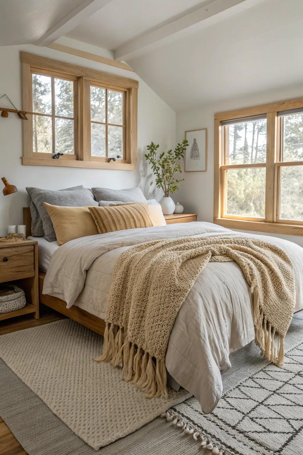 Textures add layers of comfort and warmth to create a cozy retreat. #BedroomGoals #CozyVibes
