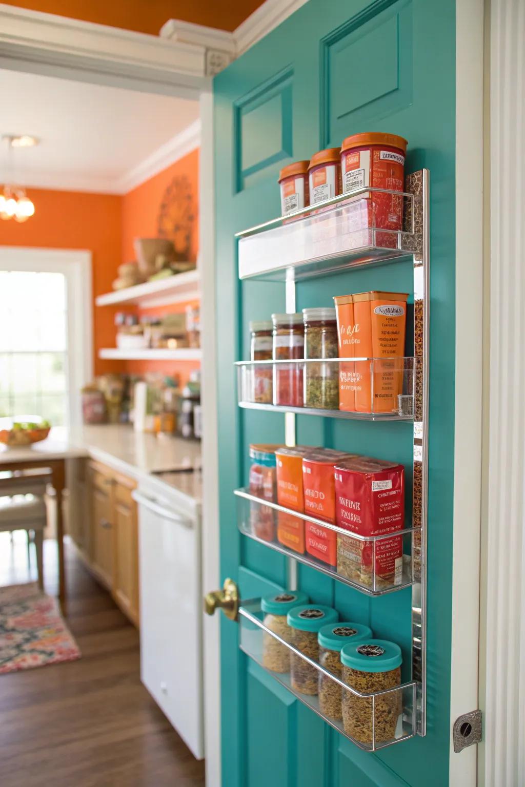 Clear shelves offer a chic and practical way to keep your pantry organized while showcasing your items.