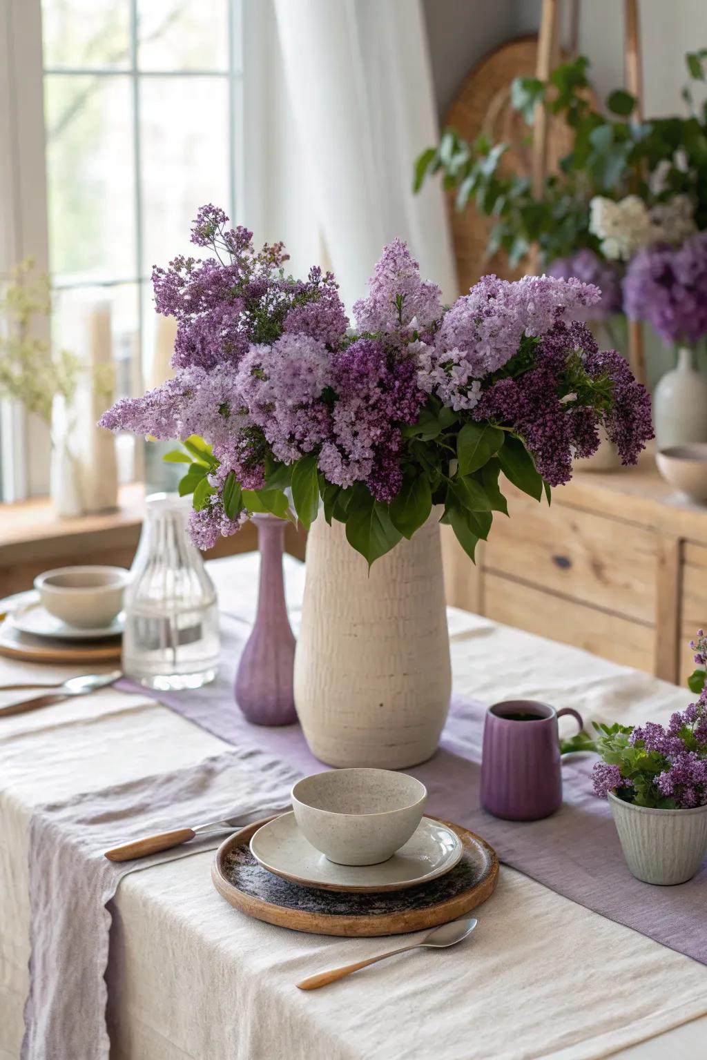Bring nature indoors with elegant purple blooms that add sophistication and color to your party.